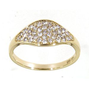 Cluster Diamond Curved Style Ring Yellow Gold